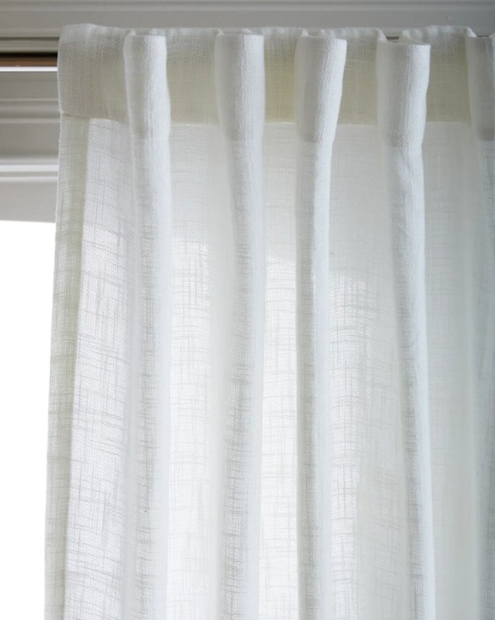 Quince WHITE Cotton Semi-Sheer 2 Panel Curtains Set 48" X 108" Each NEW